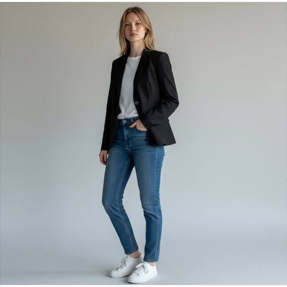 J Crew 100% Wool Solid Navy Blue Blazer Classic Retro Blue Label Size 4 Preppy - Picture 2 of 14